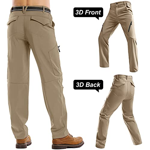 Jessie Kidden Mens Waterproof Hiking Pants, Outdoor Snow Ski Fishing Fleece Lined Insulated Soft Shell Winter Pants (6070 Khaki, 40) #TOP2