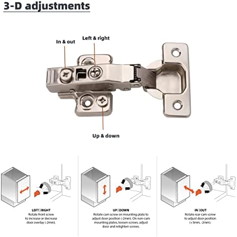 Full Overlay Concealed Frameless Cabinet Hinge - Soft Closing - Clip on Plate (10)