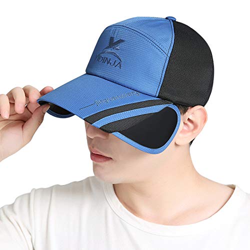 Image of Unisex Baseball Cap with Retractable Extended Brim UV Protection Mesh Sun Hat Summer Safari Fishing Camping Hat