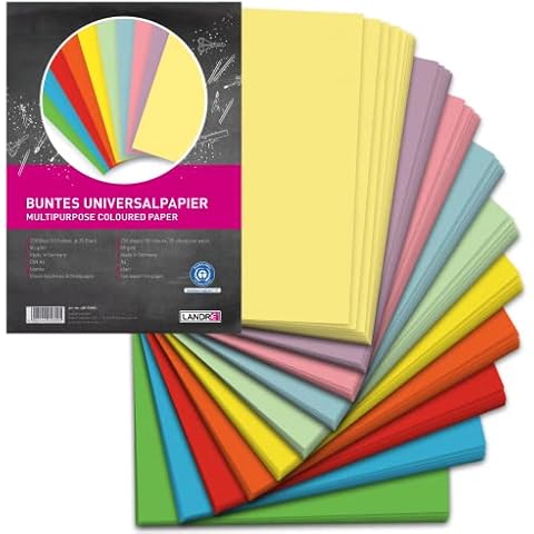 Landre 250 Blatt A4 buntes Universal-Papier, 80g/m², Drucker-Papier, 10 Farben Cover