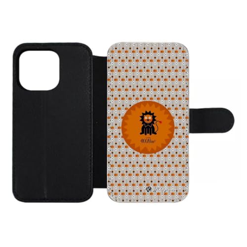 Etui en cuir petits grains pour iPhone 15 Pro protection premium au motif lion
