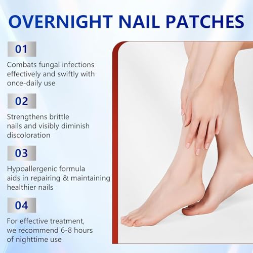 Image of Fungal Nail Repair Patches for Toenail & Fingernail Care - Hydrogel Nail Treatment Patches for Brittle, Thick and Discolored Nails | Overnight Adhesive Nail Care Strips, 10 Patches