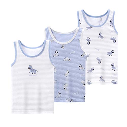 Bouclede Toddler Boys Girls 3-Pack Soft Slub Cotton Tank Tops 1-10T (6-7 Years, Zebra)