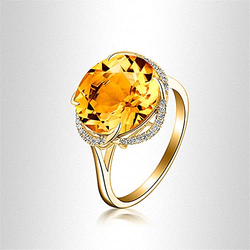 Fashion Citrine Gold Plated Gemstone Ring Yellow Diamond Ring Open Ring 925 Sterling Silver Plate Princess Cut Cubic Zirconia Citrine Ring Wedding Ring CZC274 (Adjustable opening)2