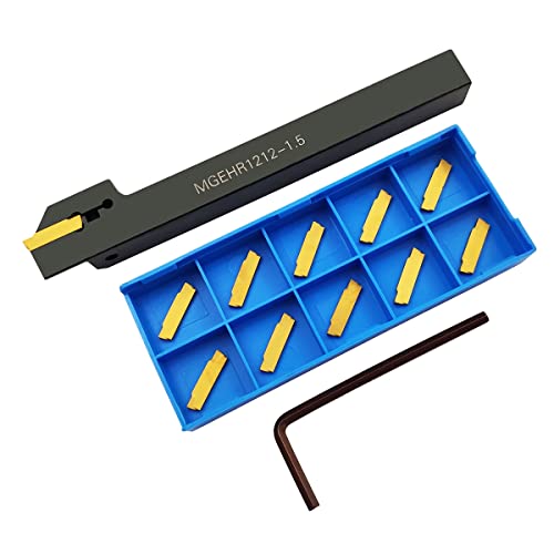 ASZLBYM Lathe Grooving Tool Holder Grooving Cut-Off Tool Holder MGEHR1212-1.5 With 11pcs MGMN150-G Indexable Carbide Grooving Inserts