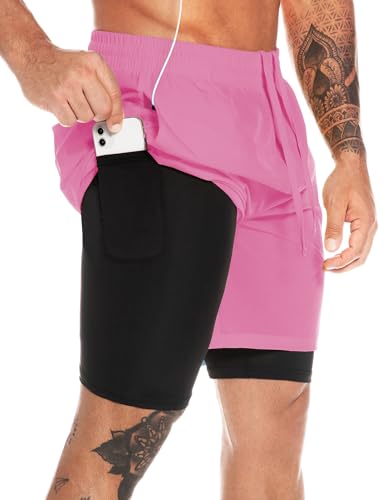 MOVEUP Short entraînement 2 en 1 homme 7" rose