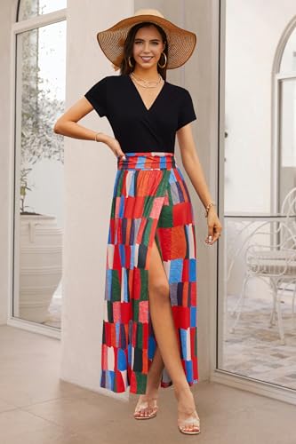 Image of Newshows Women's 2026 Lightweight Summer Wedding Guest Beach Vacation Casual V Neck Split Flowy Maxi Dress