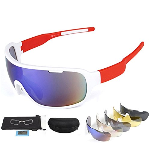 Lorsoul Polarized Sports Sunglasses UV400 With 5 Interchangeable Lenes for Men Women Cycling