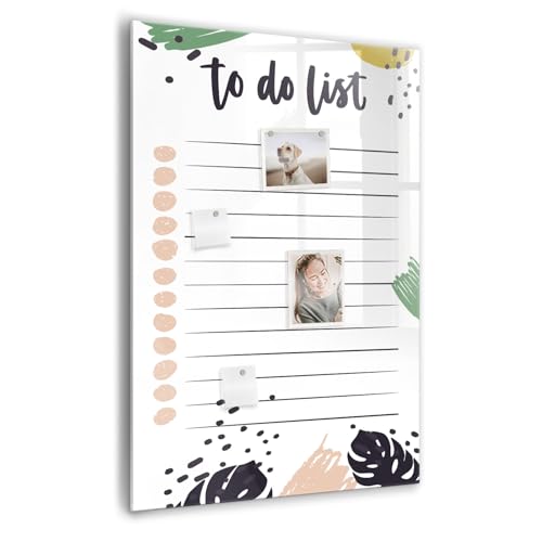 Tableau blanc magnétique en verre trempé brillant de format 70x100 cm avec son kit complet