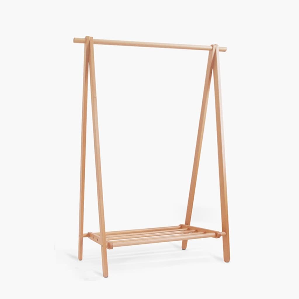 Clothing Rack Stand Coat Rack Solid Wood Floor Hanger Foldable Hanger Home Bedroom(Medium)
