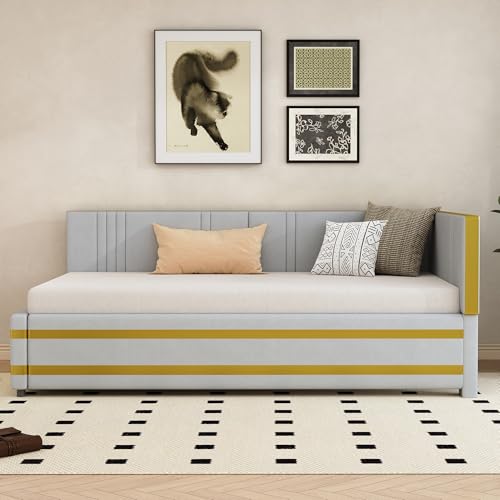 Divano Letto Estraibile Angolare In Chenille – Con Spazio Archiviazione, Porta USB, Bracciolo Portaoggetti, Grigio Scuro