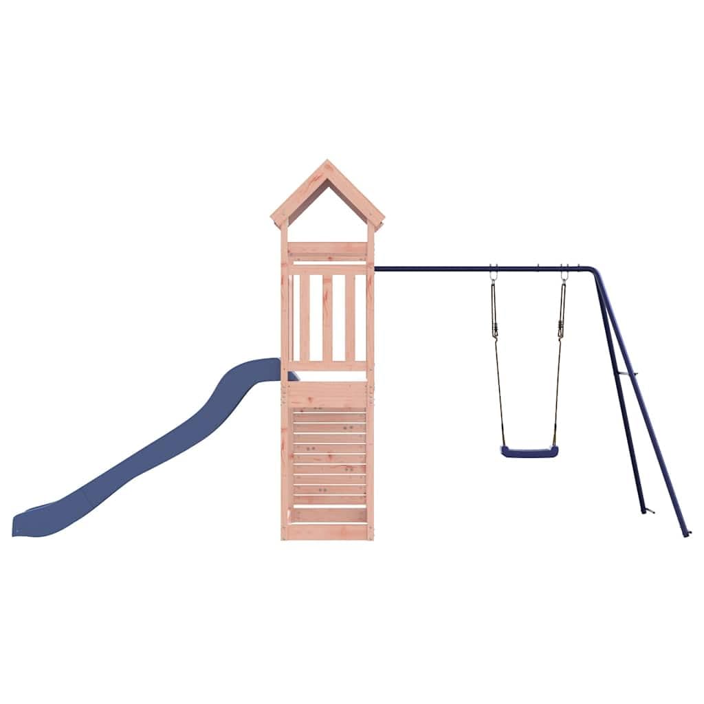 Spielturm Massivholz Douglasie mit Schaukel, Wellenrutsche, Kletterwand und Sandkasten, Outdoor Kinderspielgerät für Garten, wetterfestes Klettergerüst mit stabilem Holzrahmen