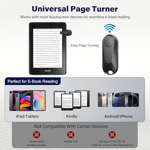 Image of DATAFY Remote Control Page Turner for Kindle Paperwhite Oasis Kobo eReaders, Camera Camcorder Remote Controls, Page Turner Clicker for ipad Tablets Reading Novels with Wrist Strap Storage Bag