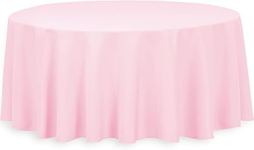 Miniatura 1 de LTC LINENS Mantel redondo rosa de 132 pulgadas, mantel grande para fiesta, resistente a las arrugas, lavable de tela de poliéster para bodas,