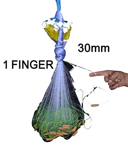 Image of PURKAIT Fishnet 1FINGER 30mmGILLNET MUD Sinker,HEIGHT5F,UPLENGHT50F,DOWNLENGHT100F Fishing Net (Blue)