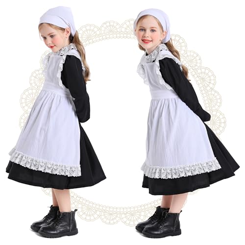 Disfraz completo estilo sirvienta victoriana para niña miniatura 7
