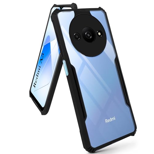 Image of Jkobi Back Cover Case for Xiaomi Redmi A3 2024 | Xiaomi Redmi A3x (Shockproof with Polycarbonate Clear Panel | Professional Black)