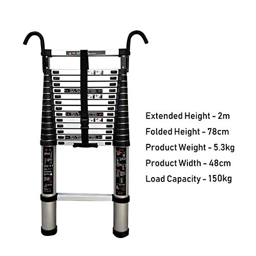 LADDERS Ladder Telescopic Ladders,Atelescoping Ladder with Detachable Hooks, Portable Multi Purpose Telescoping Extendable Ladder for Engineering Loft, 150Kg Capacity,6.2M/20.3Ft