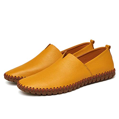 Loafer for Men Round Toe Pull On Lychee Pattern Hand Stitching Pull Tap Anti Slip Genuine Leather Rubber Sole3