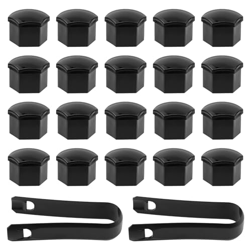 MISIQIMA 20 Pièces Cache Ecrou, 17 mm Capuchons de Boulons de Roue avec Outil de Démontage, Universel Cache-écrous de Pneu Hexagonaux pour Écrous de Roue...