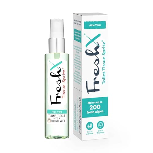 FreshX Toilet Paper Spray | Soothes with Aloe Vera & Vitamin E | Turns Loo Roll into 200 Flushable Moist Wipes | Better Than Gel | Septic Safe | Eco Wet Wipe Alternative | Travel Essential