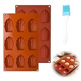 Supecesorio Moule Madeleine Silicone, 2 Pièces 9 Cavités en Forme de Coquille Antiadhésifs, Moule à Madeleine Pour Muffin, Chocolat, Biscuits, Chocolat, Bonbons, Pudding