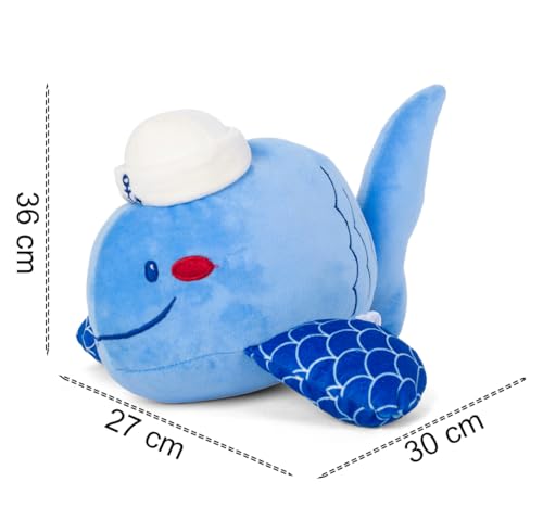 Image of Fuzzbuzz Sailor Whale Soft Toy, 30cm, Blue, 18M+