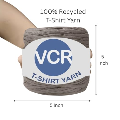 Image of VCR Dark Greyish Brown Big T-Shirt Yarn, 100 Meters Length, Recycled & Fashionable Craft Yarn, Pack of 1, Suitable for Crochet, Knitting & DIY Bags, Baskets, Cushions & Home Decor Projects