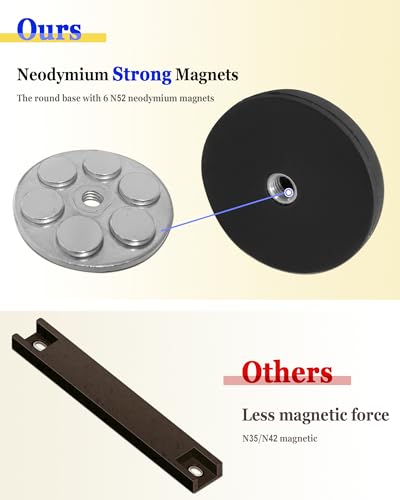 BGGTMO 4 Pack Magnetic License Plate Holder, Strong Neodymium Magnet Mount with Rubber Coating, with Black Aluminum Frame Screws for Metal Car Bumper, for Dealer No Drill Temporary Plate
