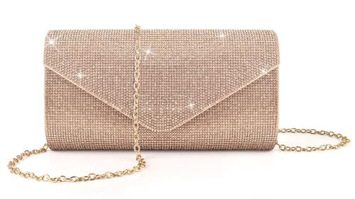 PACETAP Rhinestone Clutch Purses for Women, Sparkly Glitter Evening Bags Handbag for 1920s Party Wedding Prom(Champagne)