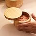 HTB Bamboo Salt Box With Magnetic Swivel Lid, 8.5oz Round Spice Container, Secure Durable Storage & Organization for Seasonings, Herbs