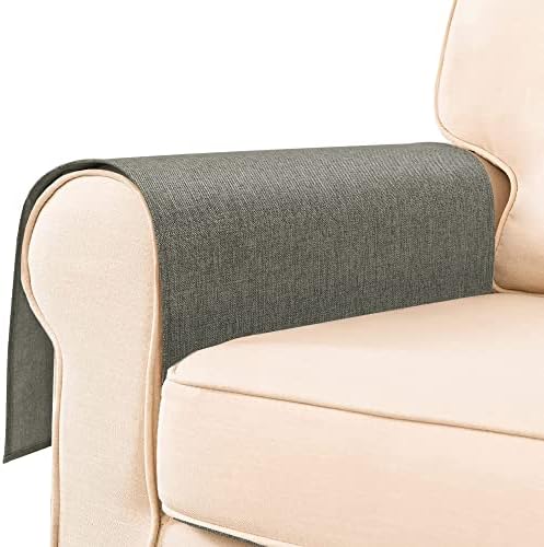 Linen Sofa Armrest Cover Sofa Armrest Protector Cover, Gray Recliner Chair Arm Cover, Armchair Slipcover Furniture Protector for Leather Sofa Couch Couch arm Covers for Sofa, 2 Pcs, Light Grey