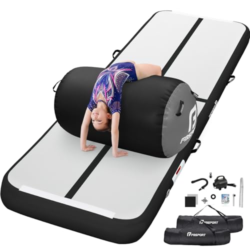 Tapis de gymnastique gonflable air track et rouleau de tumbling avec pompe électrique pour maison