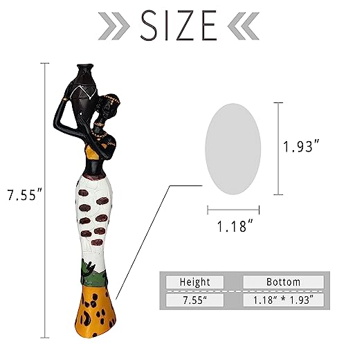 Gedengni Black Figurines Afican Art Decor,African Figure Sculpture Tribal Lady Figurine Statue Decor Collectible Art Piece, 7.5-Inch, Pack of 3