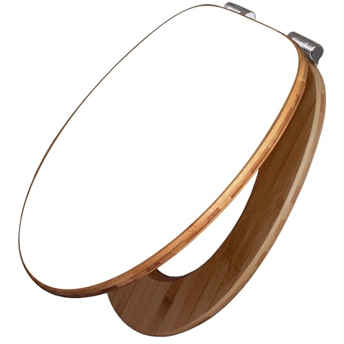 banjado Design WC Sitz Bambus Absenkautomatik 45,8x37,5cm - Toilettendeckel mit Absenkautomatik Holz - hochwertiger Bambus Klodeckel - WC-Sitz für gängigen Toiletten - Farbe weiß