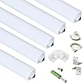 THMOOTHER 5-Pack 3.3FT 1Meter V Shape LED Strip Aluminum Channel Diffuser System, Extruded Alu Track Milky Cover with Corner Connector and Mounting Kit,Easy Cut and Installed Curved Lens Profile