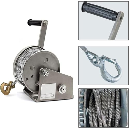 Winche manual para remolque y barco 1200lbs con cable de acero 10m miniatura 6