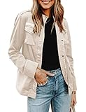 YBENLOVER Damen Jacke Stehkragen Übergangsjacke Mehr Taschen Outwear Reißverschluss Freizeitjacke Parka (Beige, M)
