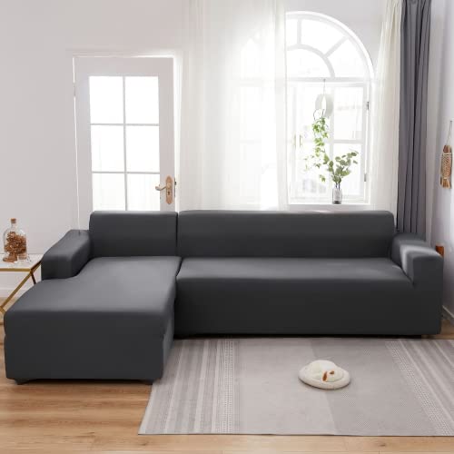 Housse de canapé extensible imperméable gris universelle 1 place 90-140cm