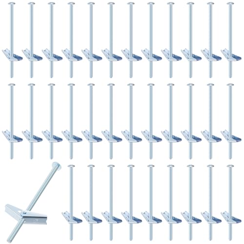 Yaocom 100 Pcs 1/4" X 6" Toggle Bolts and Wing Nut Wall Anchor for Drywall
