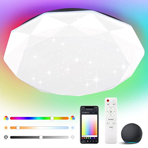 Sky Angle Plafoniera LED Smart 30W – Dimmerabile, Controllo Vocale Alexa/Google, 3600 Lumen, Temperatura Colore Regolabile 3000K-6000K