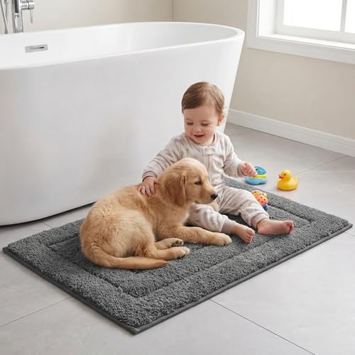 GRANNY SAYS Non-Slip Bathroom Mat, Absorbent Bath Mat, 20" x 30", Dark Grey by GRANNY SAYS - Used condition - Image 7