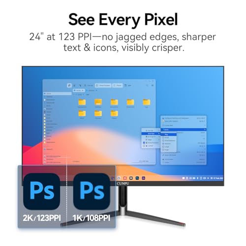Image of CUNPU 24 Inch 1440P Monitor,QHD 100Hz IPS Monitor, 99% sRGB Color Gamut,16.7 Million Color, Adaptive Sync, Slim Frame, HDMI /DP, VESA Mountable, for Gaming and Office