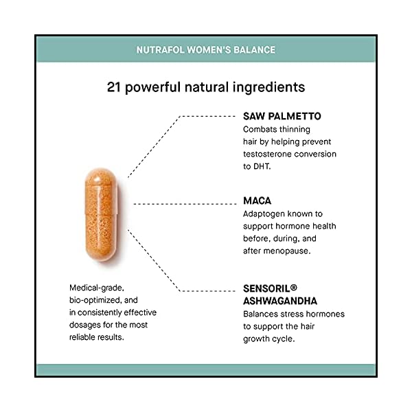 Nutrafol-Womens-Balance-Hair-Growth-Supplement-for-Thicker-Stronger-Hair-Peri-and-Post-Menopause-1-Month-Supply Nutrafol Women's Balance Hair Growth Supplements, Ages 45 and Up, Clinically Proven for Visibly Thicker Hair and Scalp Coverage, Dermatologist Recommended - 1 Month Supply