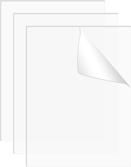 QEEYON 3 Pcs Clear Acrylic Sheets, 2mm Clear Acrylic Plexiglass Plastic Sheets Acrylic Panel for Picture Frame Glass Replacement, Table Signs, Calligraphy and Painting (A4,29.7x 21cm)
