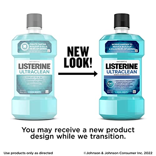 Listerine Ultraclean Oral Care Antiseptic Mouthwash To Help Fight Bad Breath Germs, Gingivitis, Plaque And Tartar, Oral Rinse For Healthy Gums & Fresh Breath, Cool Mint Flavor, 500 Ml #TOP1