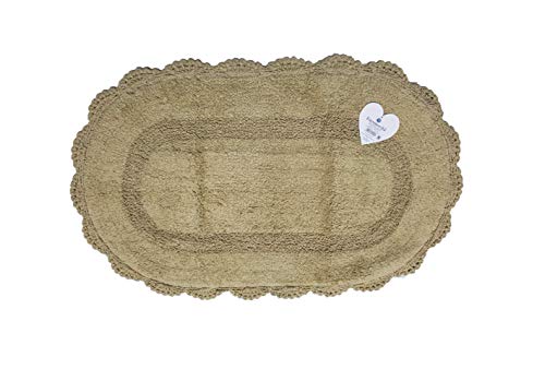 EURONOVITA' SRL ITALY Tappeto Morbido, Tappetino Bagno Ovale Antiscivolo in Cotone, 50x80 (Tortora)
