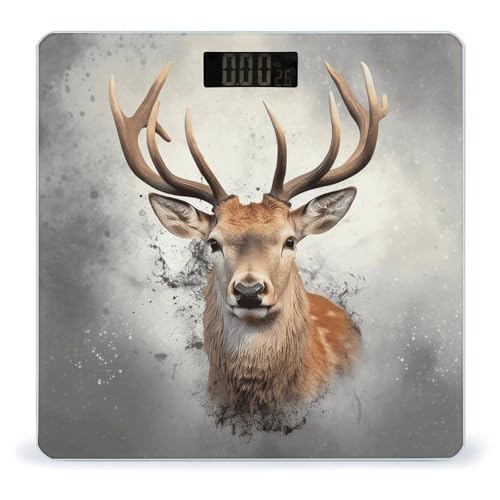 Báscula digital para baño con diseño ciervo de cristal templado miniatura 1