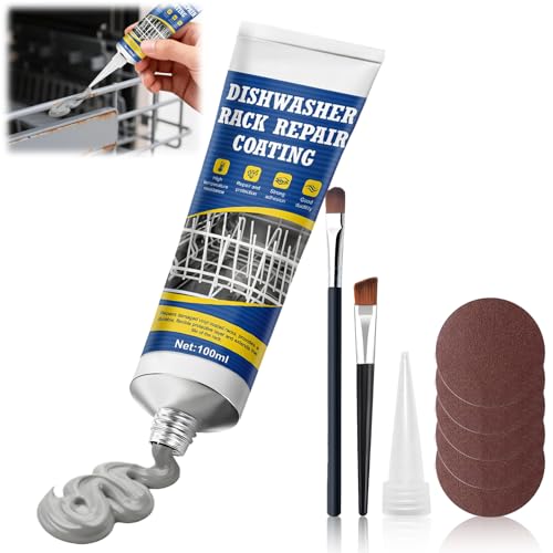 JAOJAO 3.6Oz Dishwasher Rack Repair Coating Dishwasher Rack Repair Kit Strong Waterproof Protection High and Low Temperature Resistant Safe Formula for Dishwashers and Vinyl Rack Restoration Grey