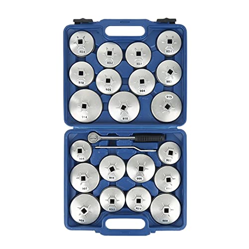 JEOBEST Kit Coiffes Filtre à Huile 23 pcs, Ensemble de clés à filtre à huile Clé pour retrait Outil de garage,Clés à filtre à huile,Bouchons de Filtre à Huile Clés Set Adaptateur pour Accessoires Auto Cover